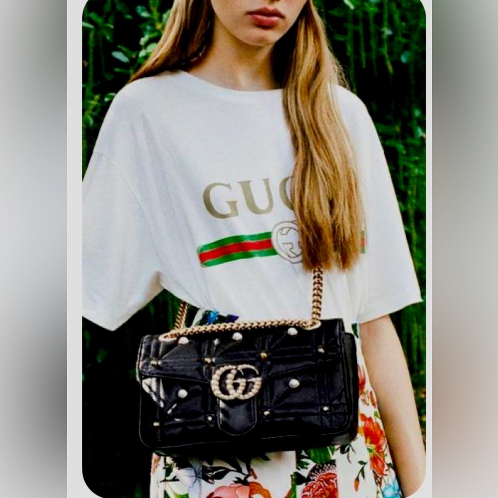 GUCCI ©️Runway Marmont Pearl Flap Bag Large 😍💗💘🤩🤩 - Picture 1 of 8